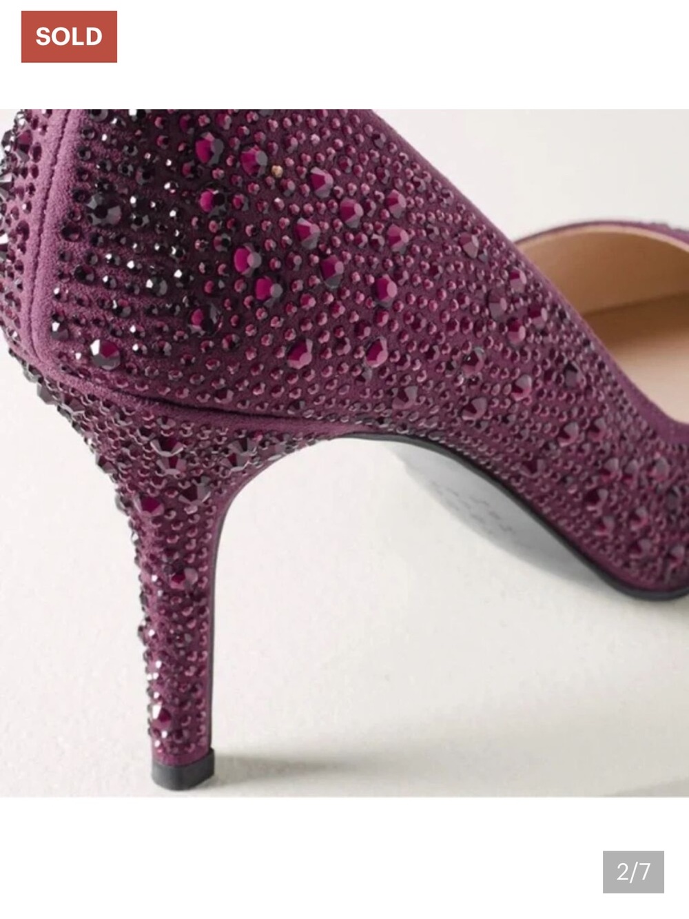 White House Black Market Plum Crystal Embellished Pointed-Toe Heels - Picture 2 of 7